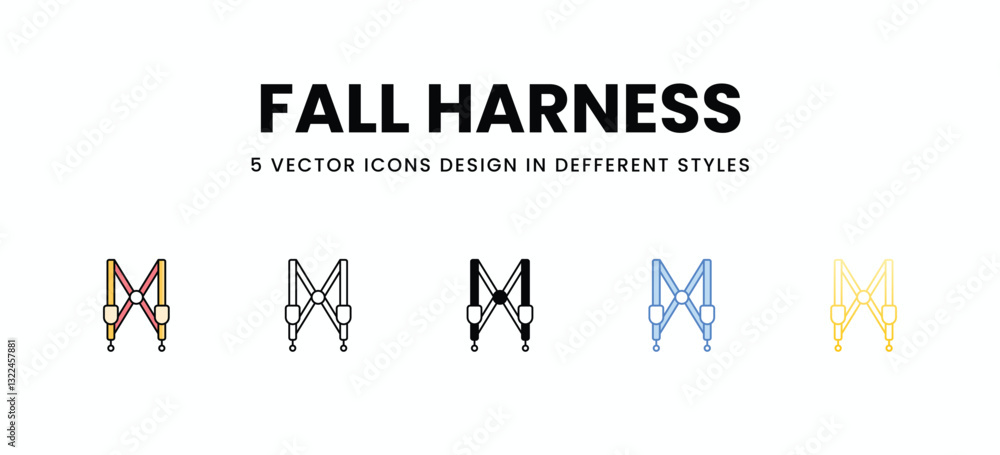 Fall Harness vector icons set stock illustration. Fall Harness vector icons set stock illustration.