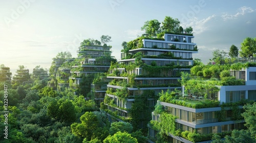 Wallpaper Mural Sustainable Urbanism: Lush Green Buildings Integrating Nature into Cityscape Design Torontodigital.ca