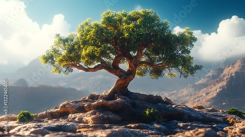 Frankincense Tree Rocky Desert Sky high resolution hd wallpaper