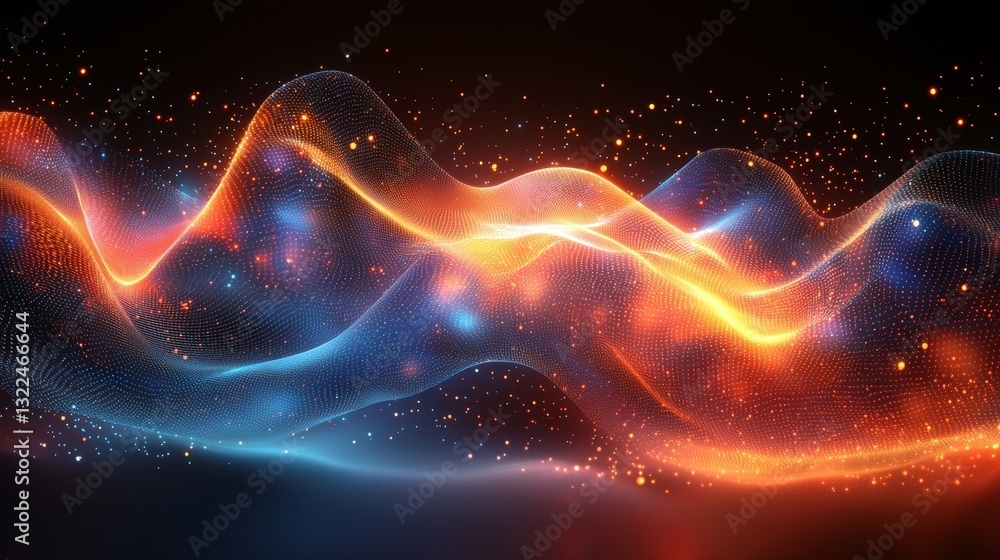 Obraz premium Abstract 3D rendering and deep learning algorithms work with binary code in a computer geometric digital connection structure. This setup is supported by business intelligence technology