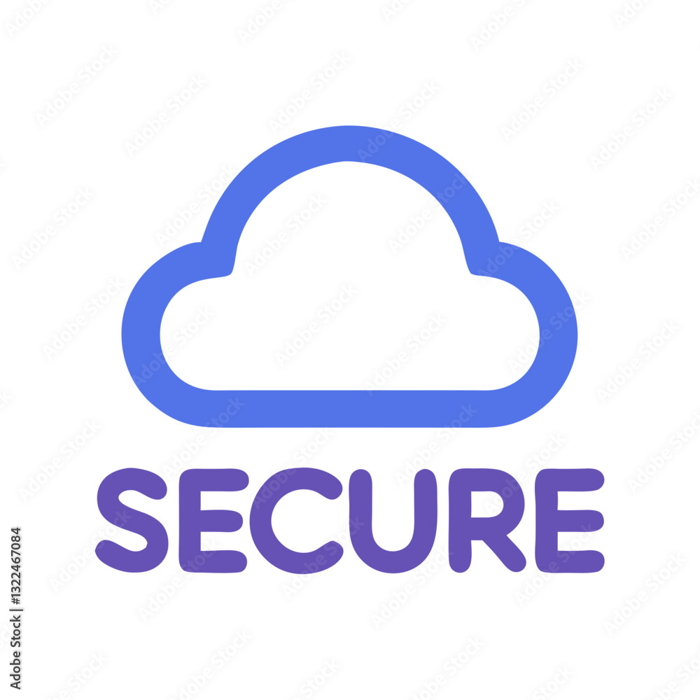 Secure cloud icon with bold typography in modern blue and purple style for technology and security Secure cloud icon with bold typography in modern blue and purple style for technology and security