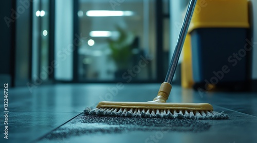 Wallpaper Mural Cleaning Floor with Mop in Modern Office Interior for Hygiene Torontodigital.ca