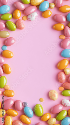 Easter candy background in pastels vertical