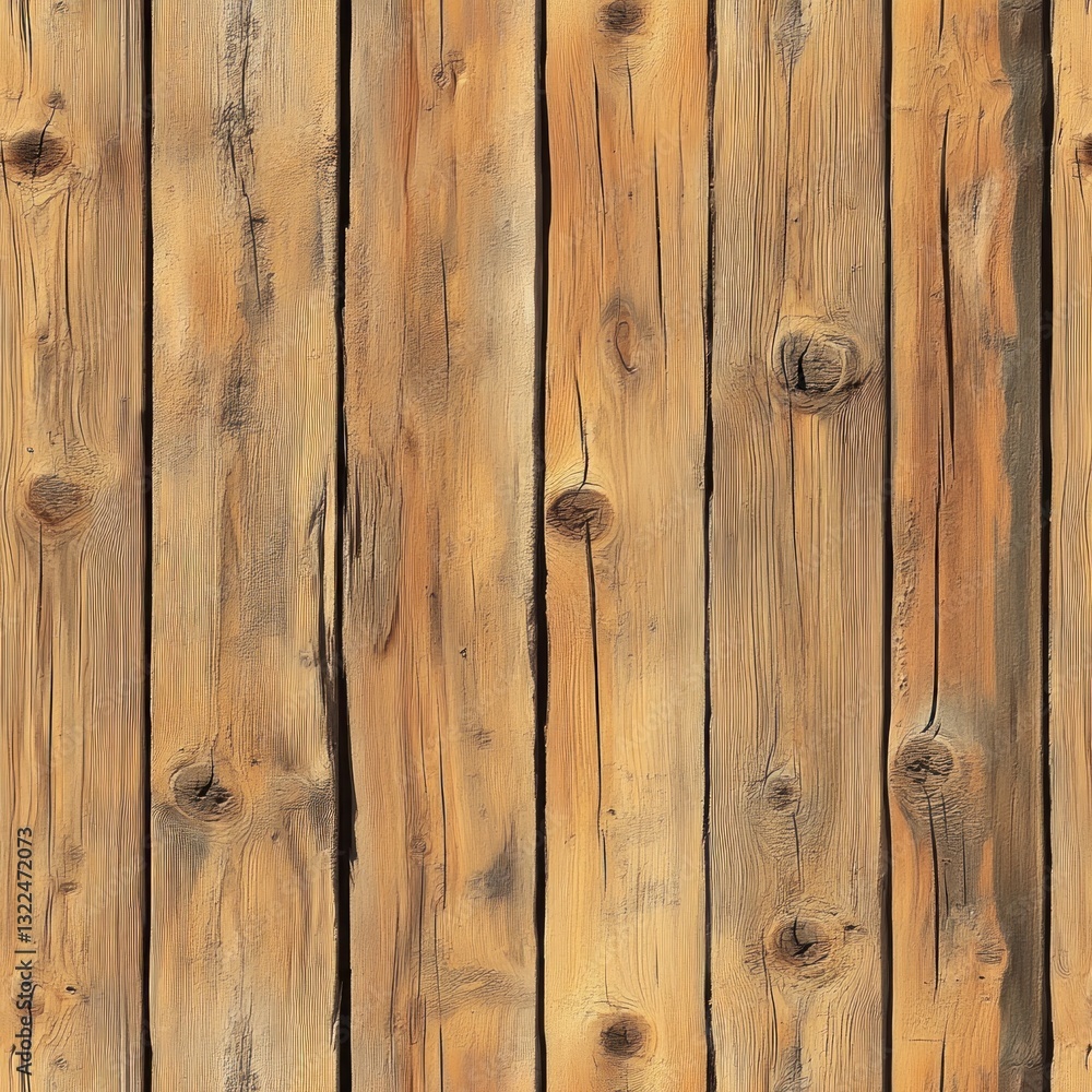 Fototapeta premium Seamless texture of rustic light brown wooden planks.