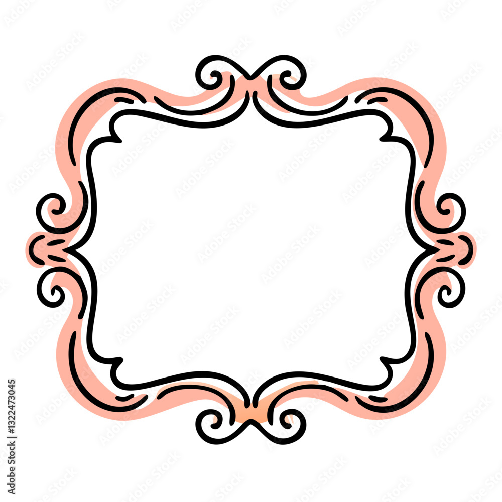 Charming pink ornate frame with elegant detailing Charming pink ornate frame with elegant detailing