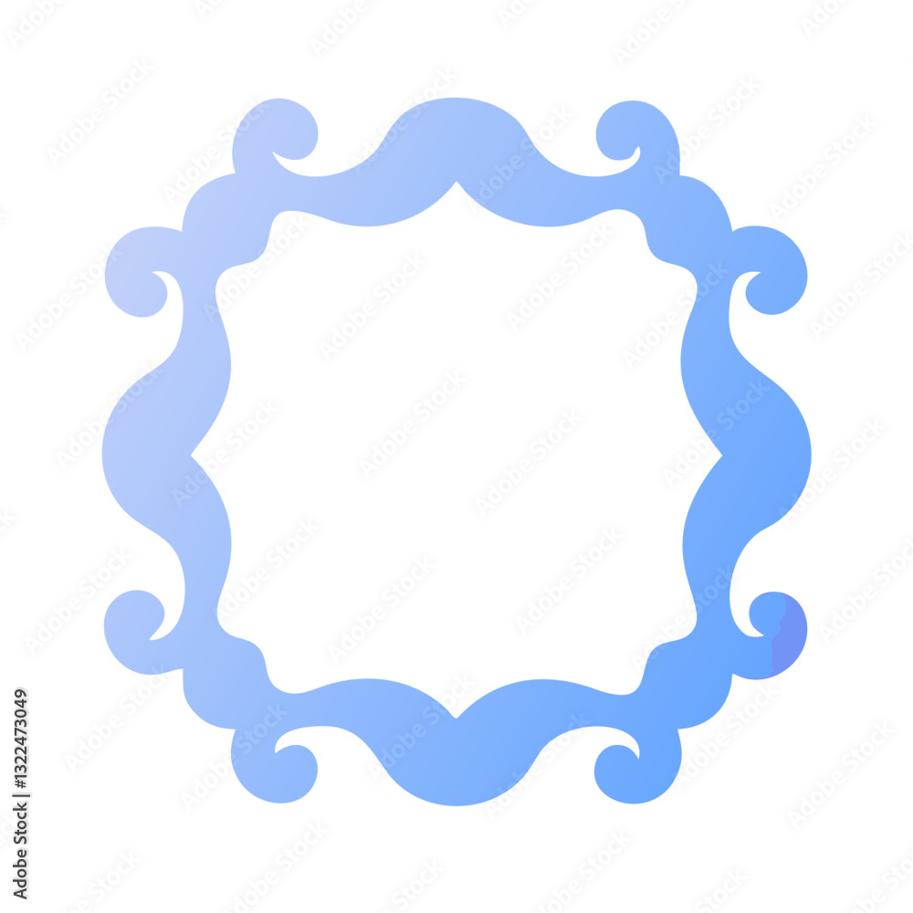Soft blue frame with playful curves and elegant design Soft blue frame with playful curves and elegant design