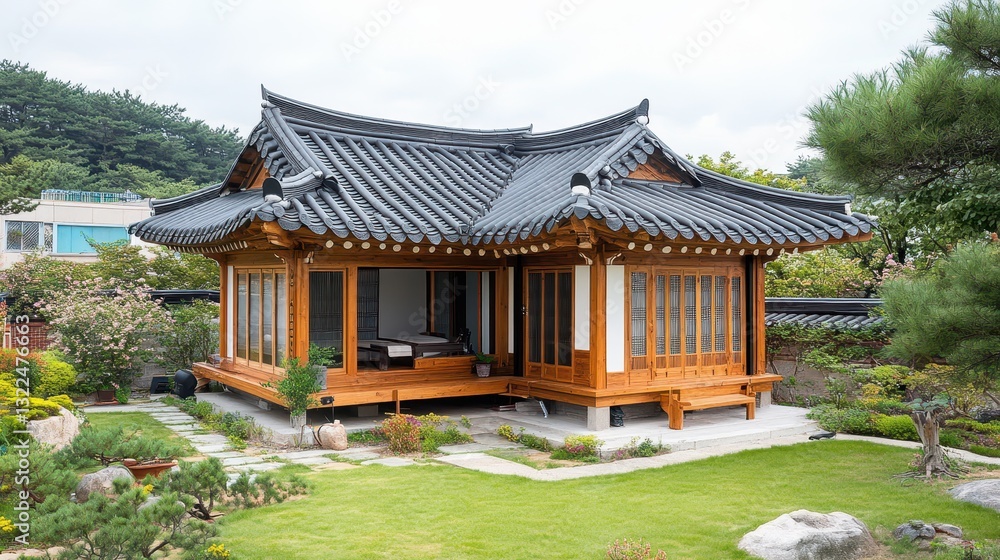 A traditional style house in a beautiful landscaped garden setting A traditional style house in a beautiful landscaped garden setting