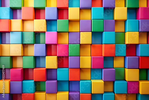 Colorful 3D Cube Pattern. Abstract Geometric Background