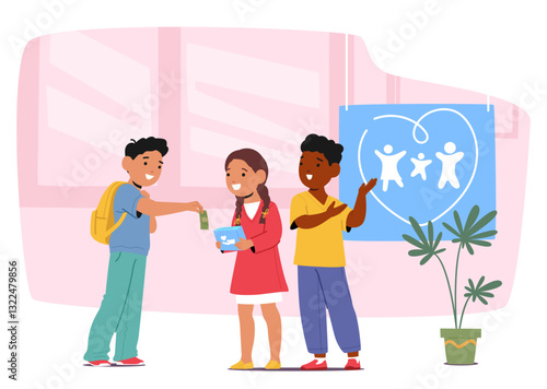Charity awareness or children day special school entertainment celebration activity cartoon scene