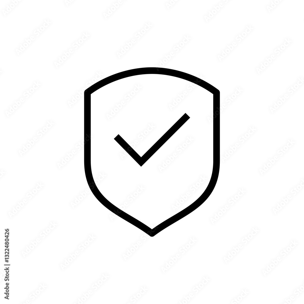 Shield check mark icon vector illustration. Protection approve sign. Insurance icon Shield check mark icon vector illustration. Protection approve sign. Insurance icon