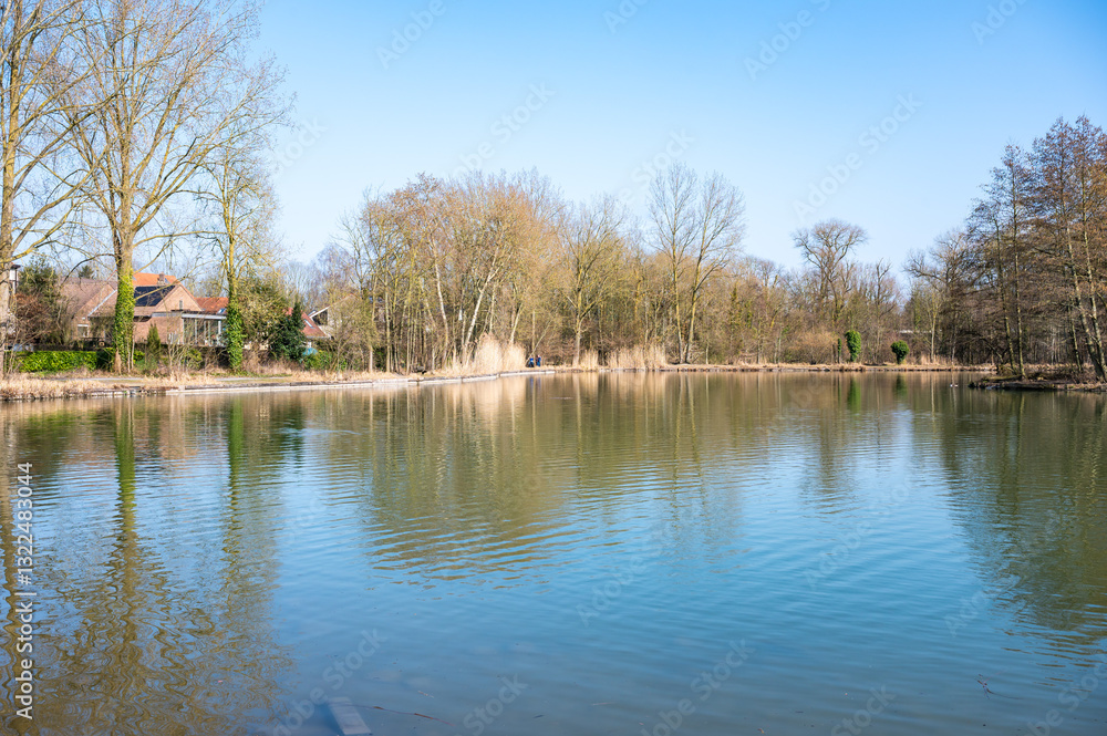 The water ponds of the Jourdain city park in Kraainem, Flemish Brabant Region, Belgium The water ponds of the Jourdain city park in Kraainem, Flemish Brabant Region, Belgium