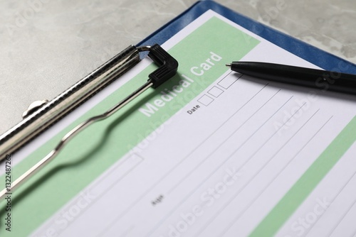 Wallpaper Mural Medical card form and pen on grey background, closeup Torontodigital.ca