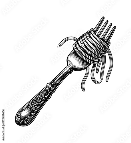 Fork with Spaghetti Food, pasta italian gourmet, spaghetti wound on a fork