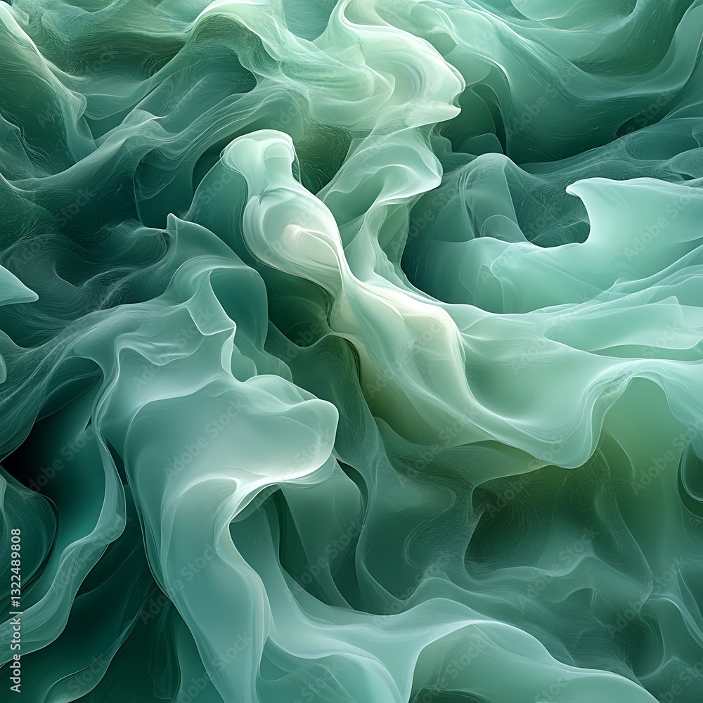 Obraz premium Dreamy abstract organic flow layered translucent aqua visual design