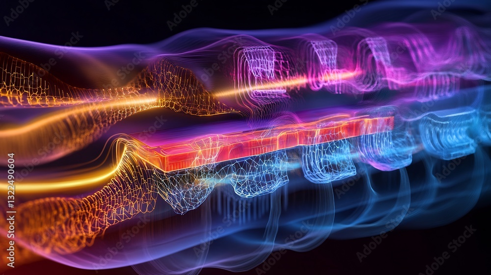 Obraz premium High resolution visualization of thermoelectricity interwoven layers and symbolic pathways for heat to electricity conversion