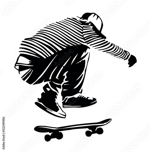 Vector illustration of skateboarder silhouette.