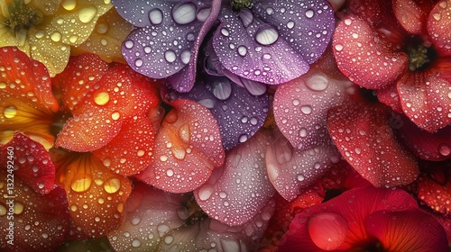 Dew-Kissed Flora: Capturing the Intricate Beauty of Water Droplets on Vibrant Flowers. Water drops on flowers.