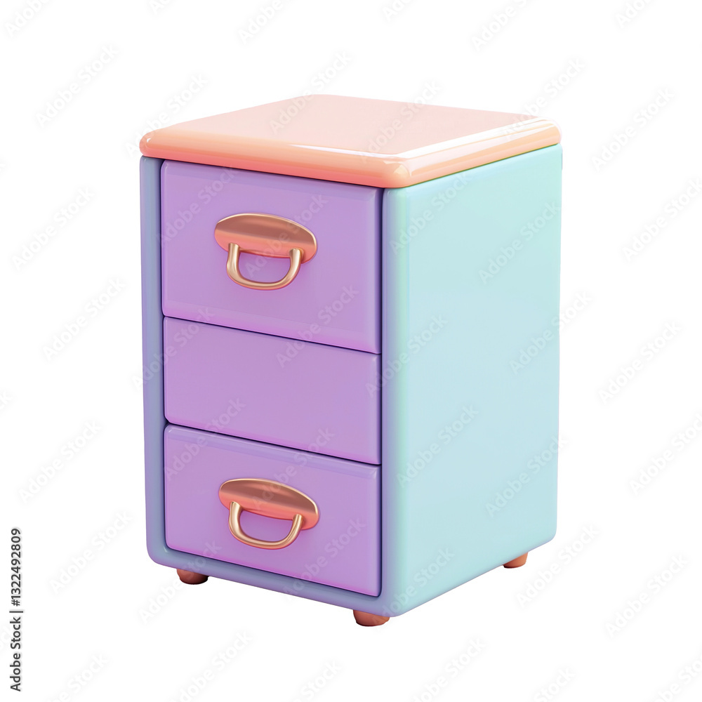 Pastel Three-Drawer Cabinet for Studio Shot. Pastel Three-Drawer Cabinet for Studio Shot.