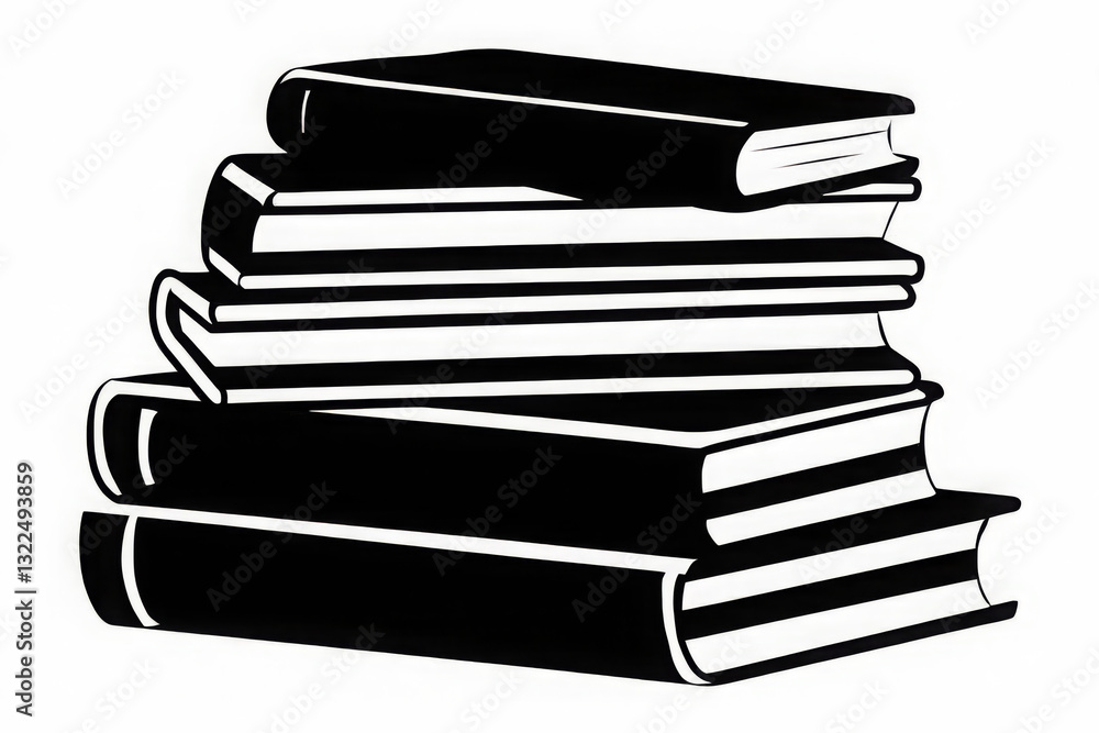 Books icon, stack of black books silhouette Books icon, stack of black books silhouette