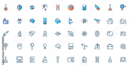 Set of research vector icons with white background