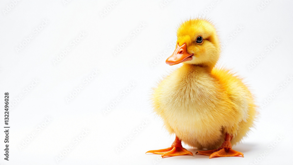 Charming Yellow Duck on White Background - Perfect for Easter Promotions and Family-Oriented Marketing Charming Yellow Duck on White Background - Perfect for Easter Promotions and Family-Oriented Marketing