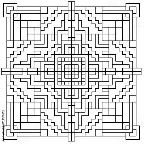 Intricate Geometric Maze - Abstract Symmetrical Pattern