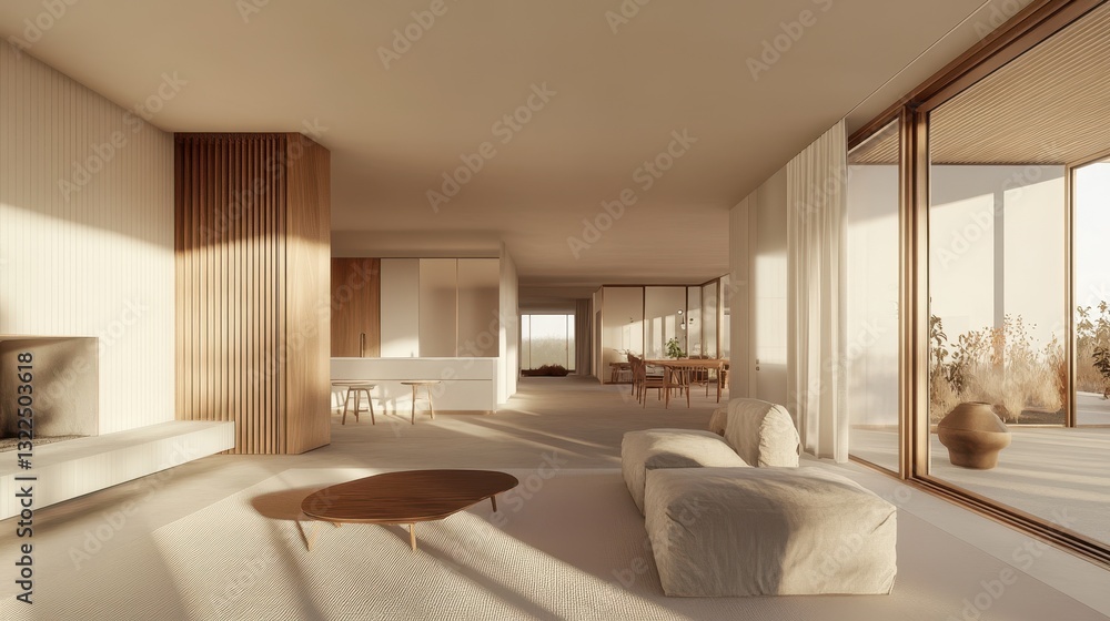 Fototapeta premium An interior design of a modern living room with open concept