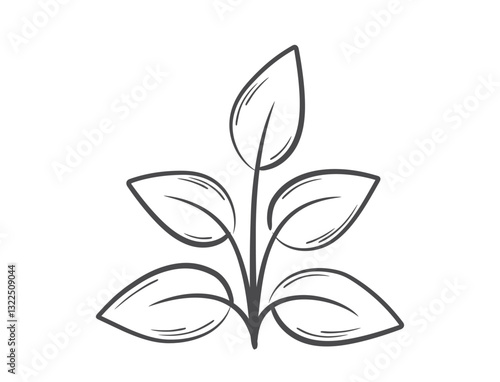Spring plant with five leaves line illustration. Spring, planting and nature design element. Isolated vector image
