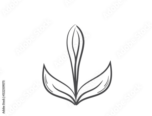 Spring plant bud line illustration. Sprout, planting and nature design element. Isolated vector image