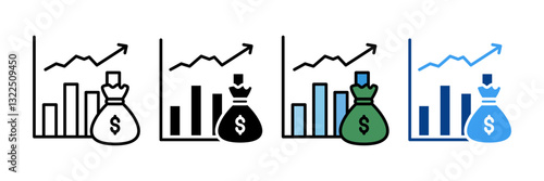 Profitability Icon Set Multiple Style Collection