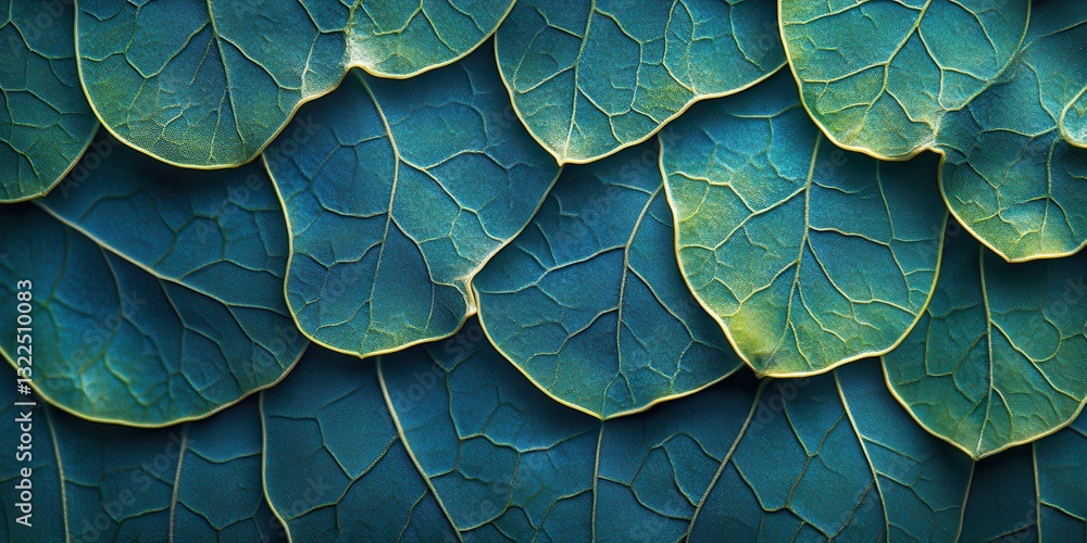 Obraz premium Close-Up of Detailed Green Leaves with Veins Highlighted Against a Dark Background Showcasing Natural Texture and Intricate Patterns of Nature