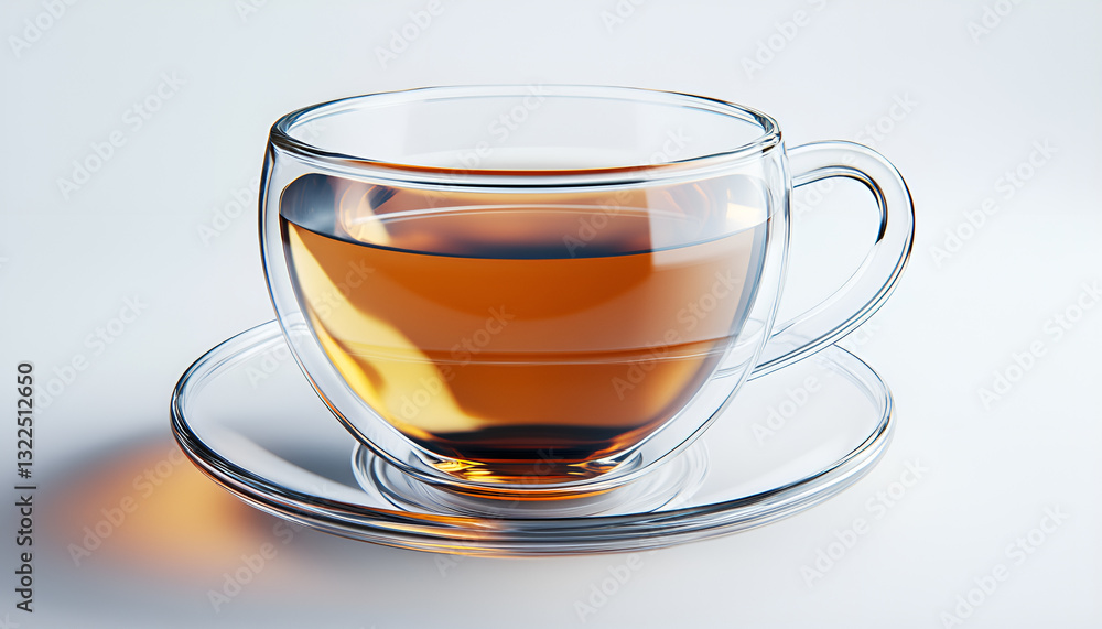 Glass cup with black tea isolated on a white background Glass cup with black tea isolated on a white background
