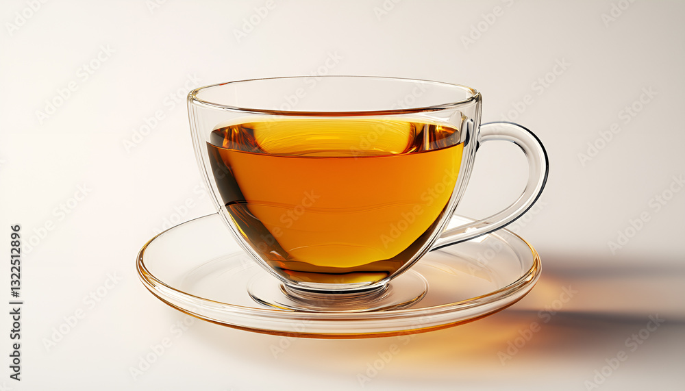 Glass cup with black tea isolated on a white background Glass cup with black tea isolated on a white background