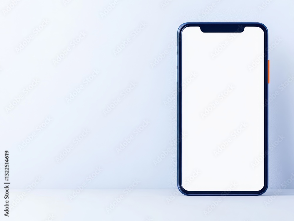 Modern smartphone with blank screen positioned against a minimalist background