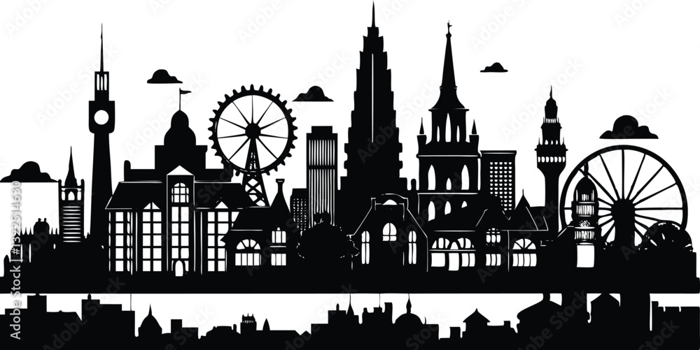 Obraz premium Iconic Landmark Silhouettes in Vector