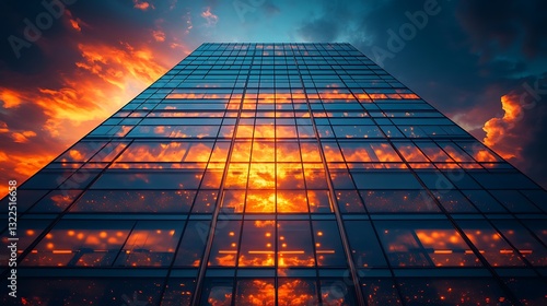 Wallpaper Mural Glass facade reflection in modern building high resolution hd background Torontodigital.ca