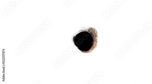 Bullet hole with shattered glass, isolated on a transparent PNG background. High-resolution image capturing intricate cracks and impact details, perfect for crime, action, and destruction theme design