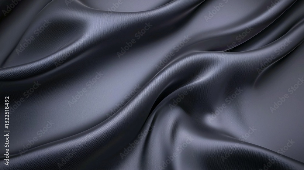 Fototapeta premium An elegant arrangement of flowing and lustrous black silk fabric