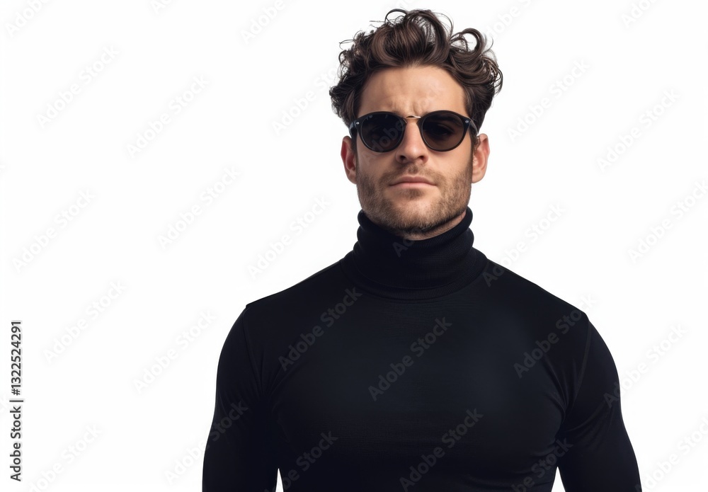 Fototapeta premium Serious body guard or secret agent wearing suit and sunglasses, isolated on grey background