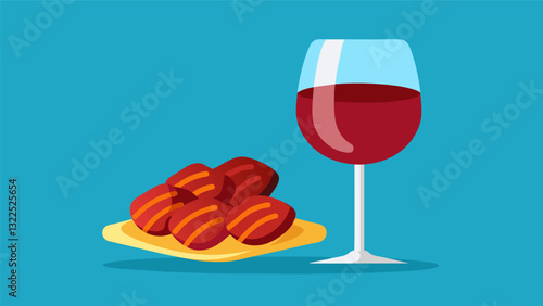 For a savory indulgence pair crispy baconwrapped dates with a smooth and velvety glass of red wine.. Vector illustration