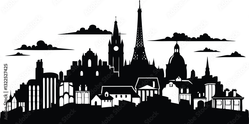 Fototapeta premium Paris city skyline silhouette illustration