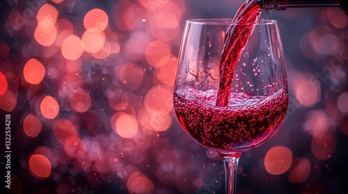 In slow motion, red wine is carefully poured into a glass. It's an evening celebration with alcohol enjoyed in moderation