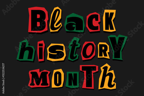 Modern cut out collage banner. Black History Month. Trendy mixed media design. Retro magazine elements. Anonymous font. African American History.