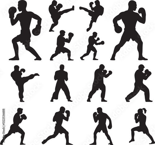 Kickboxing silhouettes