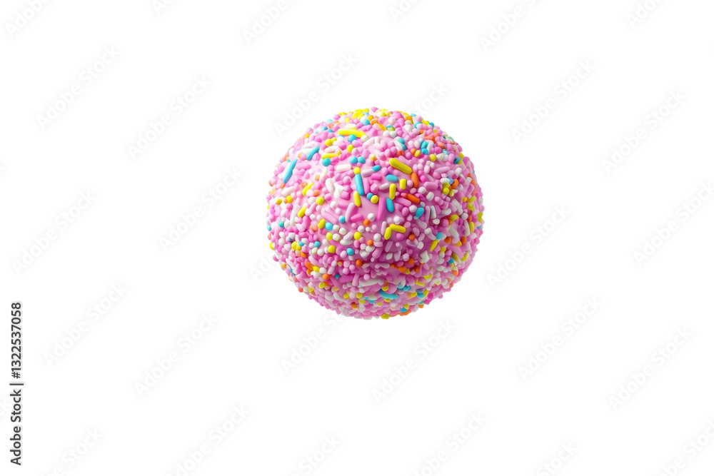 Pink and yellow frosted doughnut with sprinkles on top, isolated Pink and yellow frosted doughnut with sprinkles on top, isolated