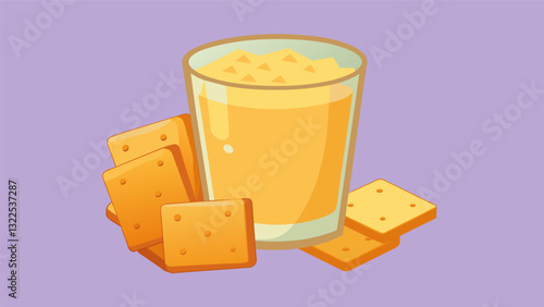 For a fun twist on a childhood treat try a creamy butterscotch soda with some buttery and flaky crackers.. Vector illustration