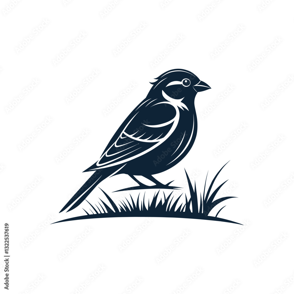 Obraz premium House Sparrow bird silhouette logo vector line art logo design