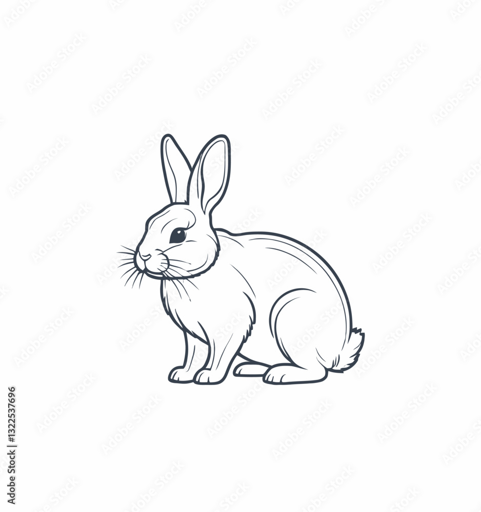 Flat line art illustration of a bunny Flat line art illustration of a bunny
