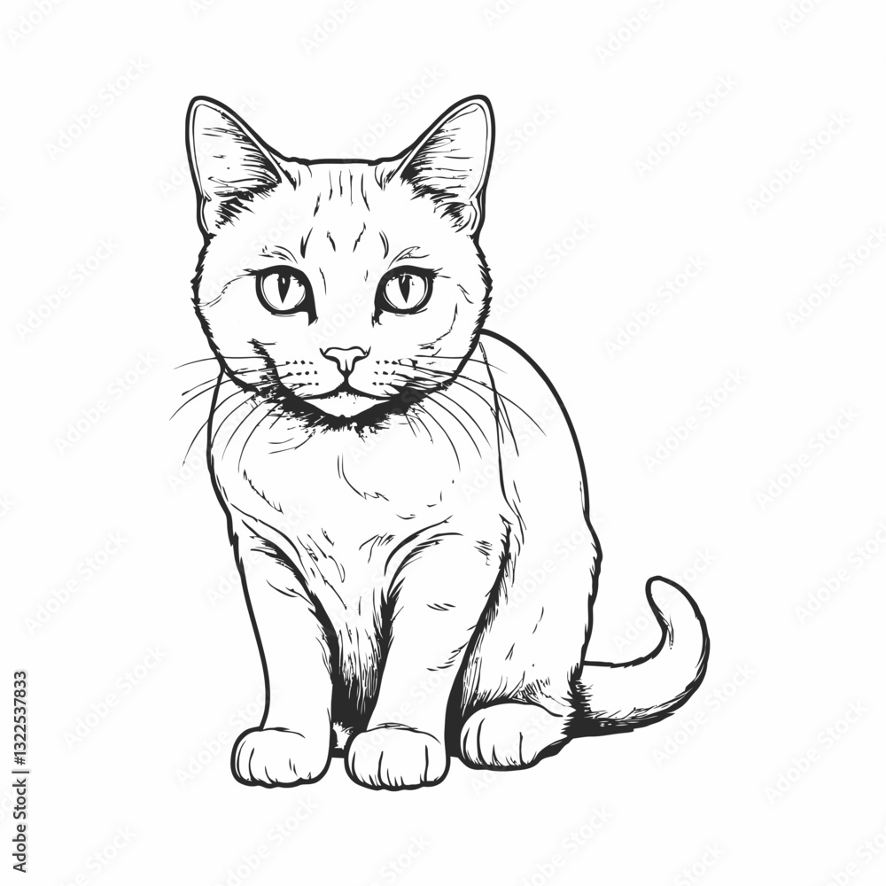 Flat line art illustration of a cat Flat line art illustration of a cat
