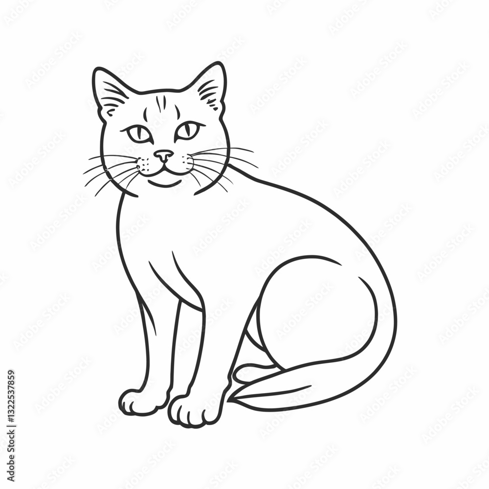 Flat line art illustration of a cat Flat line art illustration of a cat
